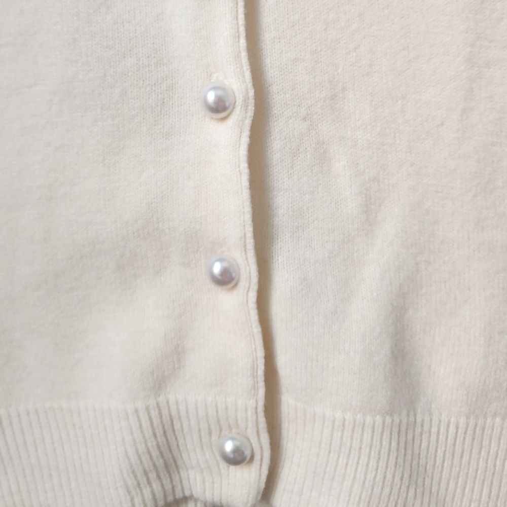 Beaded Cream Cardigan Sweater - Picture 6 of 6